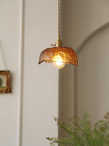 Garduru Braune Glas Pendelleuchte – Klassische Messing- und Metall-Deckenlampe