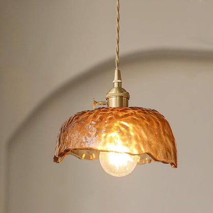 Garduru Braune Glas Pendelleuchte – Klassische Messing- und Metall-Deckenlampe
