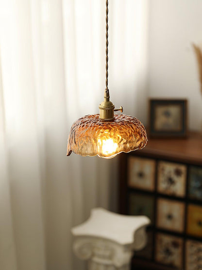 Garduru Braune Glas Pendelleuchte – Klassische Messing- und Metall-Deckenlampe