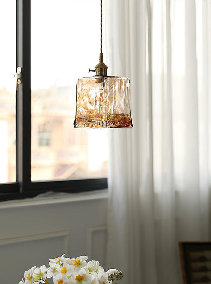 Garduru Braune Glas Pendelleuchte – Klassische Messing- und Metall-Deckenlampe