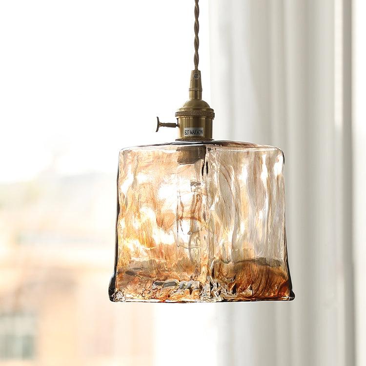 Garduru Braune Glas Pendelleuchte – Klassische Messing- und Metall-Deckenlampe
