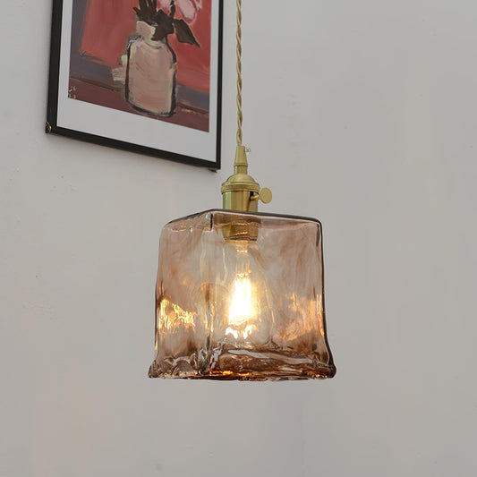 Garduru Braune Glas Pendelleuchte – Klassische Messing- und Metall-Deckenlampe