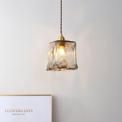 Garduru Braune Glas Pendelleuchte – Klassische Messing- und Metall-Deckenlampe