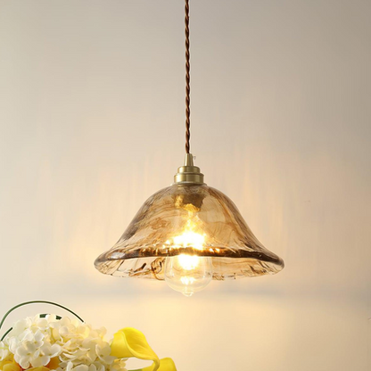 Garduru Braune Glas Pendelleuchte – Klassische Messing- und Metall-Deckenlampe