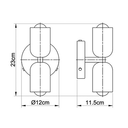 Garduru Verstellbare Wandlampe – Stilvolle Doppel-Glühbirnen Metall Wandleuchte