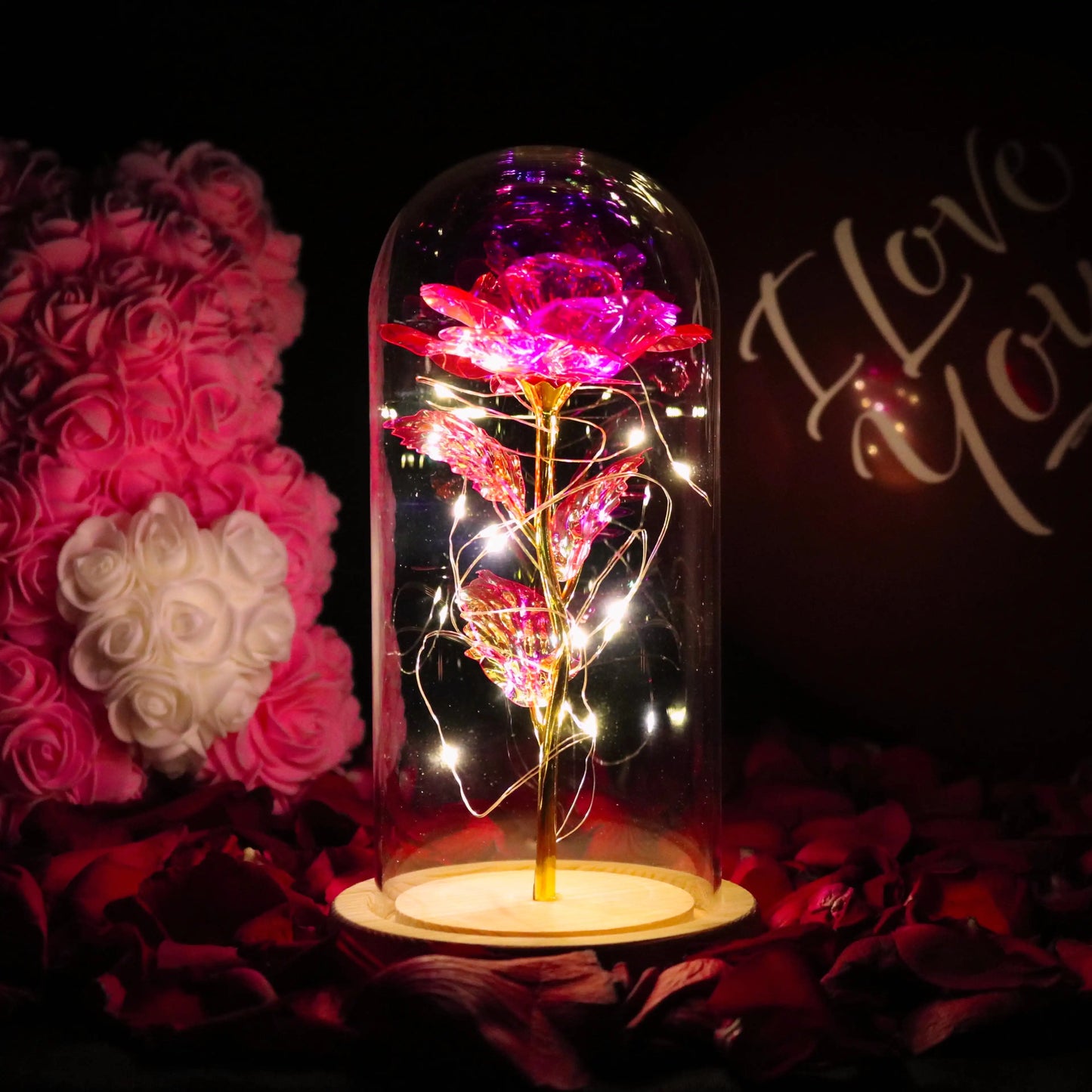 Garduru Ewige Rose Lampe | LED-Galaxie-Licht | Romantische Dekoration | Perfektes Geschenk