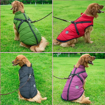 Wind- und wasserdichte Jacke für Hunde mit Geschirr
