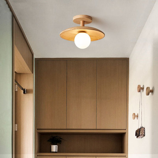 Minimalistische Holz-Deckenleuchte Im Japanischen Stil