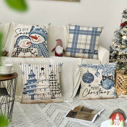 Garduru Weihnachtskissenhüllen Set von 4 | Dekorative Urlaubs-Kissenhüllen für Sofa & Wohnkultur - Glenz