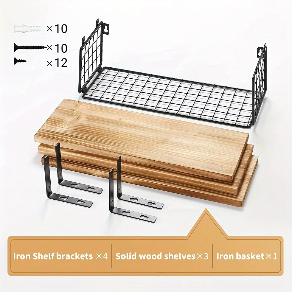 TowelShelf - 3 Stk Holzbodenspeicher - Wandmontierte Badezimmerregale