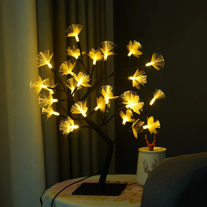 Tischlampe aus Blumenbaum mit Glasfaser - Weiß