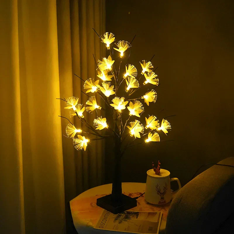 Tischlampe aus Blumenbaum mit Glasfaser - Weiß
