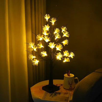 Tischlampe aus Blumenbaum mit Glasfaser - Weiß
