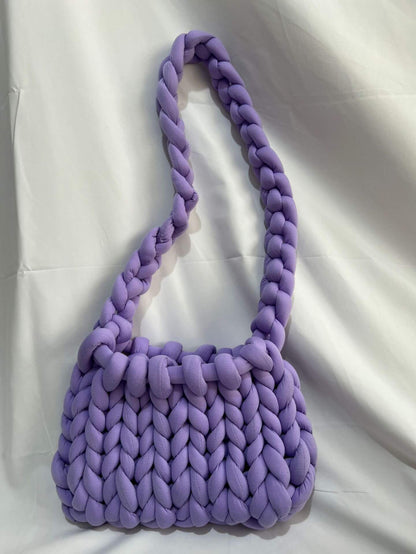 Diy Chunky Handtas, Dicke Baumwollwoll Gewebte Handtasche, Handgemachte Grobe Woll Gestrickte Eimer Tasche