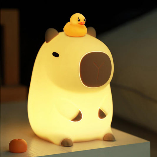 Capybara mit Ente Quetsch Nachtlicht Für Geschenk LED USB Wiederaufladbare Capybara Lampe 1200mAh