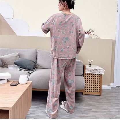 Pyjama-Set aus Baumwolle mit Pfingstrose in Übergröße