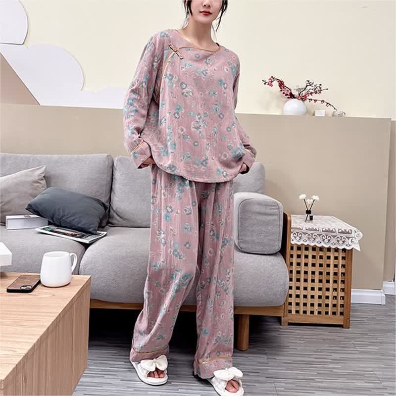 Pyjama-Set aus Baumwolle mit Pfingstrose in Übergröße