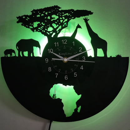 Stille Vinyl Wanduhr mit Giraffen-Design für Wohn- und Bürodekor