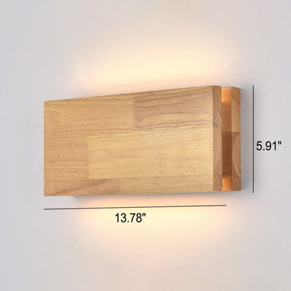 Garduru Japanische Wabi-Sabi Holz-LED Wandlampe | Rechteckig oder Quadratisch | Warmes Ambiente