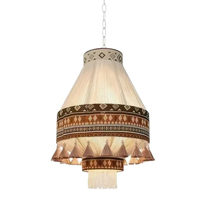 Suspension Bohemian Fringe - Pendelleuchte mit Fransen und tribalem Design