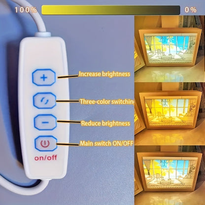 Beleuchtung Gemälde, 3-Farben Verstellbarer LED Leuchtender Rahmen mit Acryl Schatten für Wohnzimmer Dekor