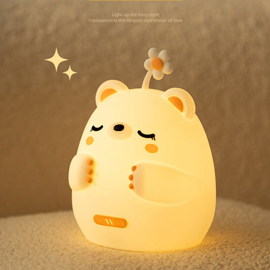 Blumenbär LED Squishy Nachtlicht für Geschenk USB wiederaufladbare Bärenlampe