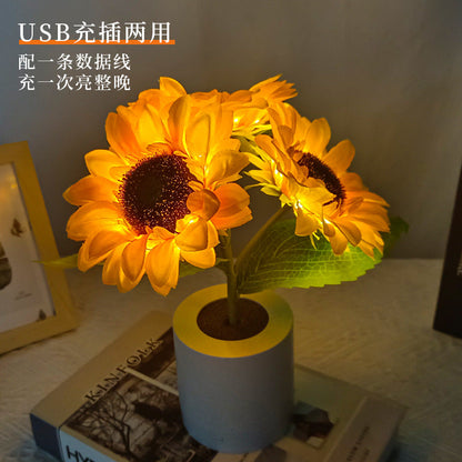 Leuchtende Sonnenblumenlampe – Natürlicher Glanz und Florale Eleganz