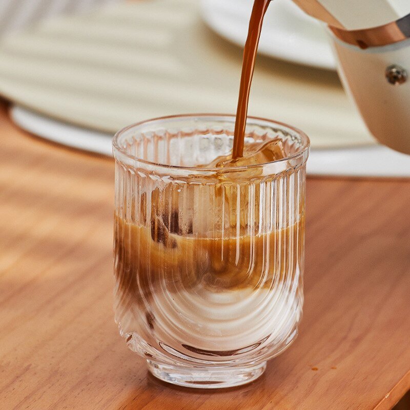 Amerikanische Ice Latte Kaffeetasse aus Glas