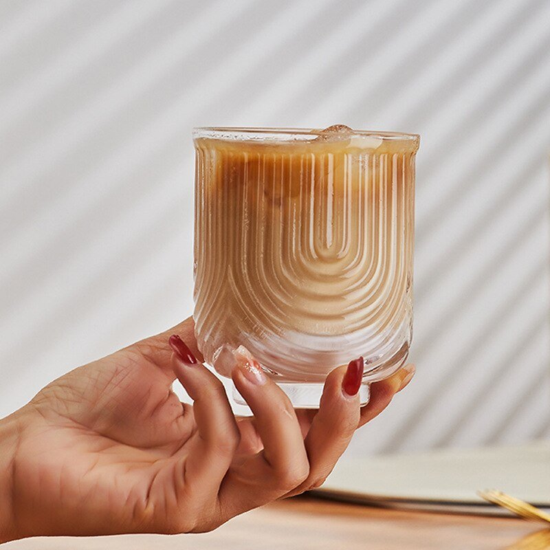 Amerikanische Ice Latte Kaffeetasse aus Glas