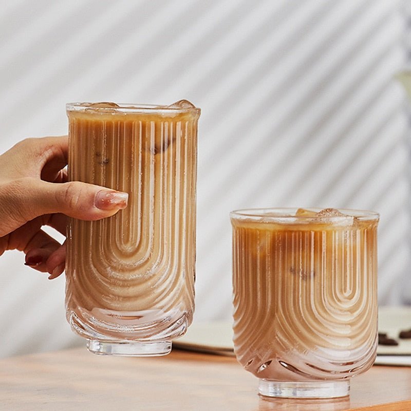 Amerikanische Ice Latte Kaffeetasse aus Glas