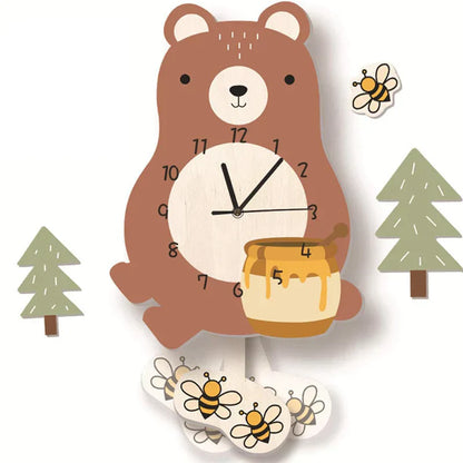 Garduru Abenteuer - Bunte Kinder Wanduhr mit Tiermotiven