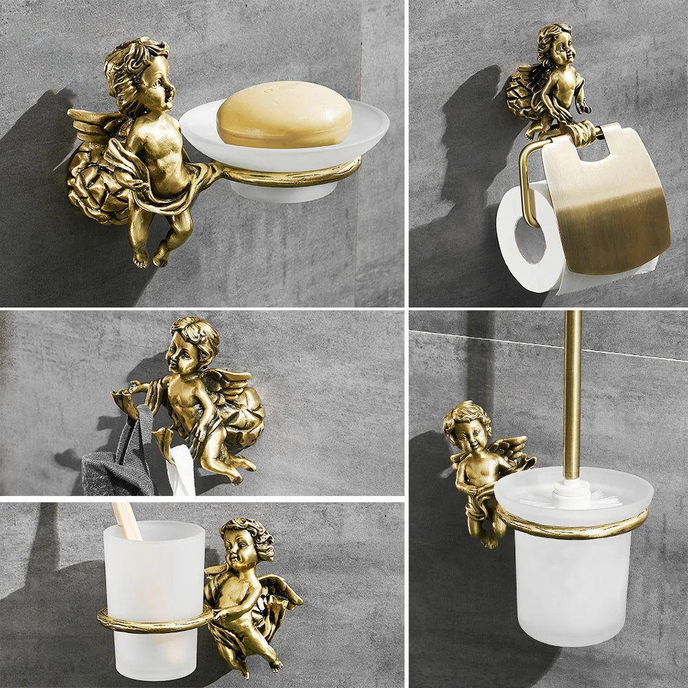 Antike Bronze Badezimmer Hardware Zubehör Set Handtuchring Bademantelhaken