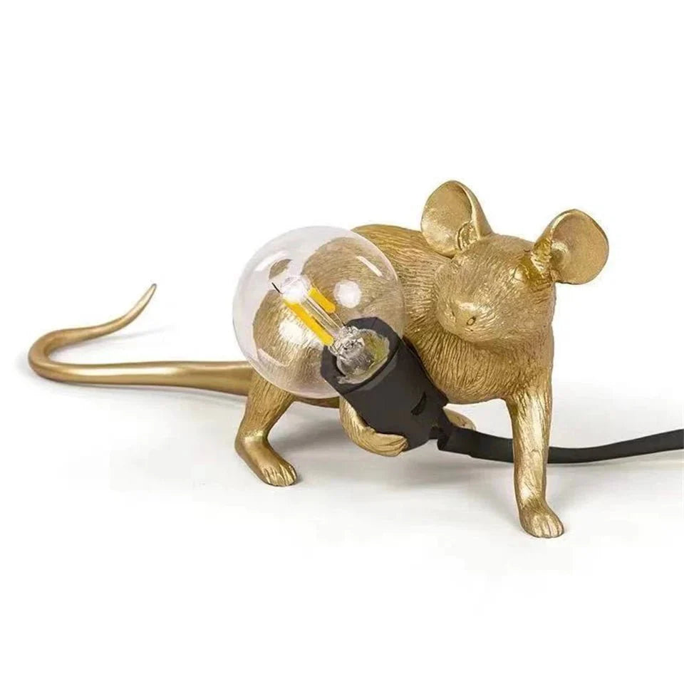 Tischlampe mit Maus im Art-Deco-Stil