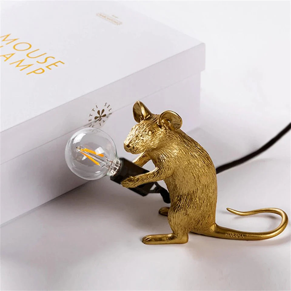 Tischlampe mit Maus im Art-Deco-Stil