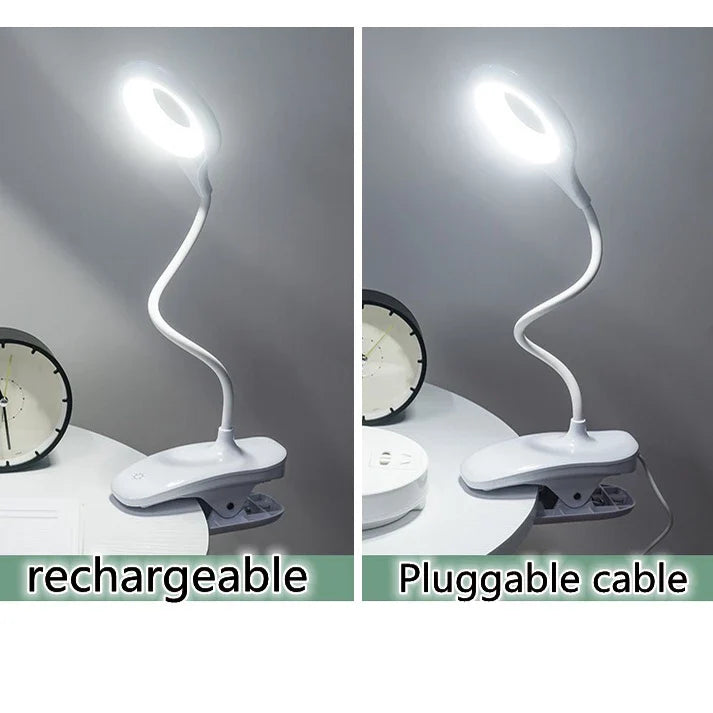 Wiederaufladbare LED Tischlampe mit Clip – Einstellbare Schreibtischleuchte für Homeoffice und Studium