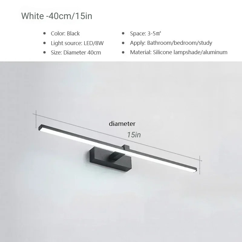 Moderner Aluminium LED Badezimmerspiegel Wandlampe Wandbeleuchtungseinrichtung