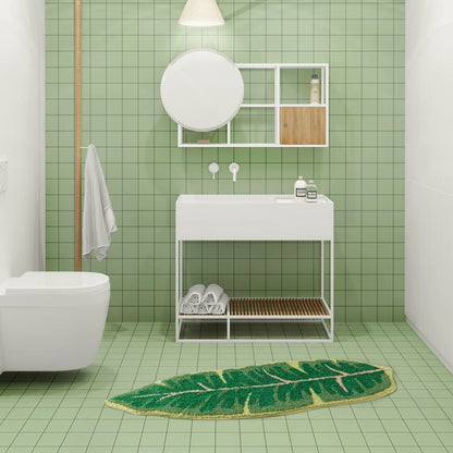 Teppich mit Monstera- und Bananenblattmuster - Rutschfest und stödend für Wohnzimmer und Badezimmer, pflegeleicht