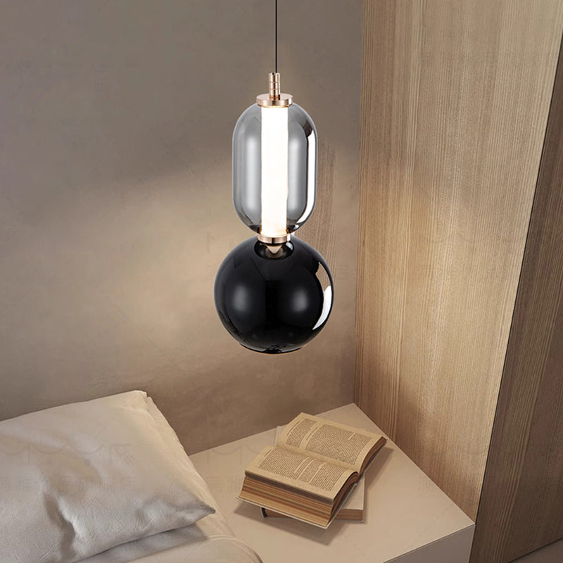 Skandinavische Kreativaufhängung aus Eisen und Glas – Moderne Minimalistische Lampe