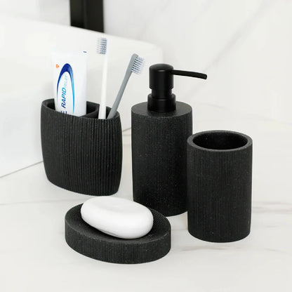 Badezimmer-Accessoires-Set aus schwarzem Lavastein