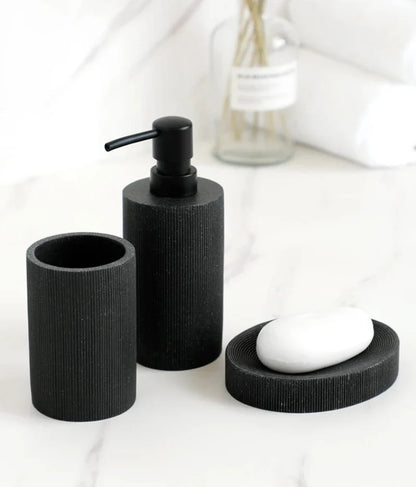 Badezimmer-Accessoires-Set aus schwarzem Lavastein