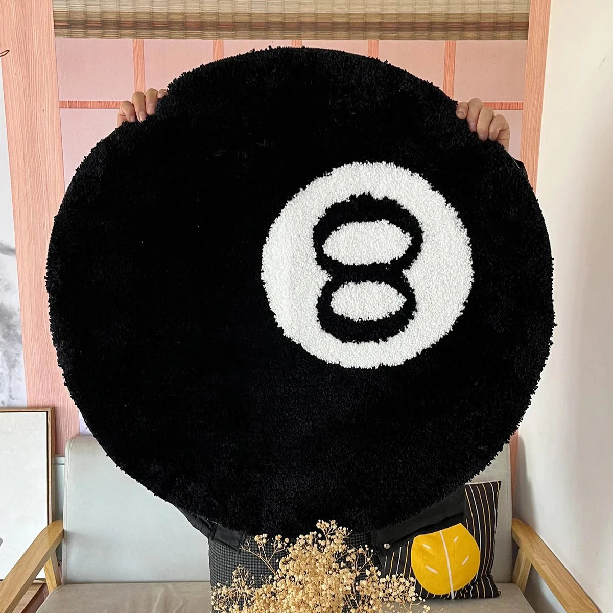 Schwarzer Billard '8' Ball runder Teppich