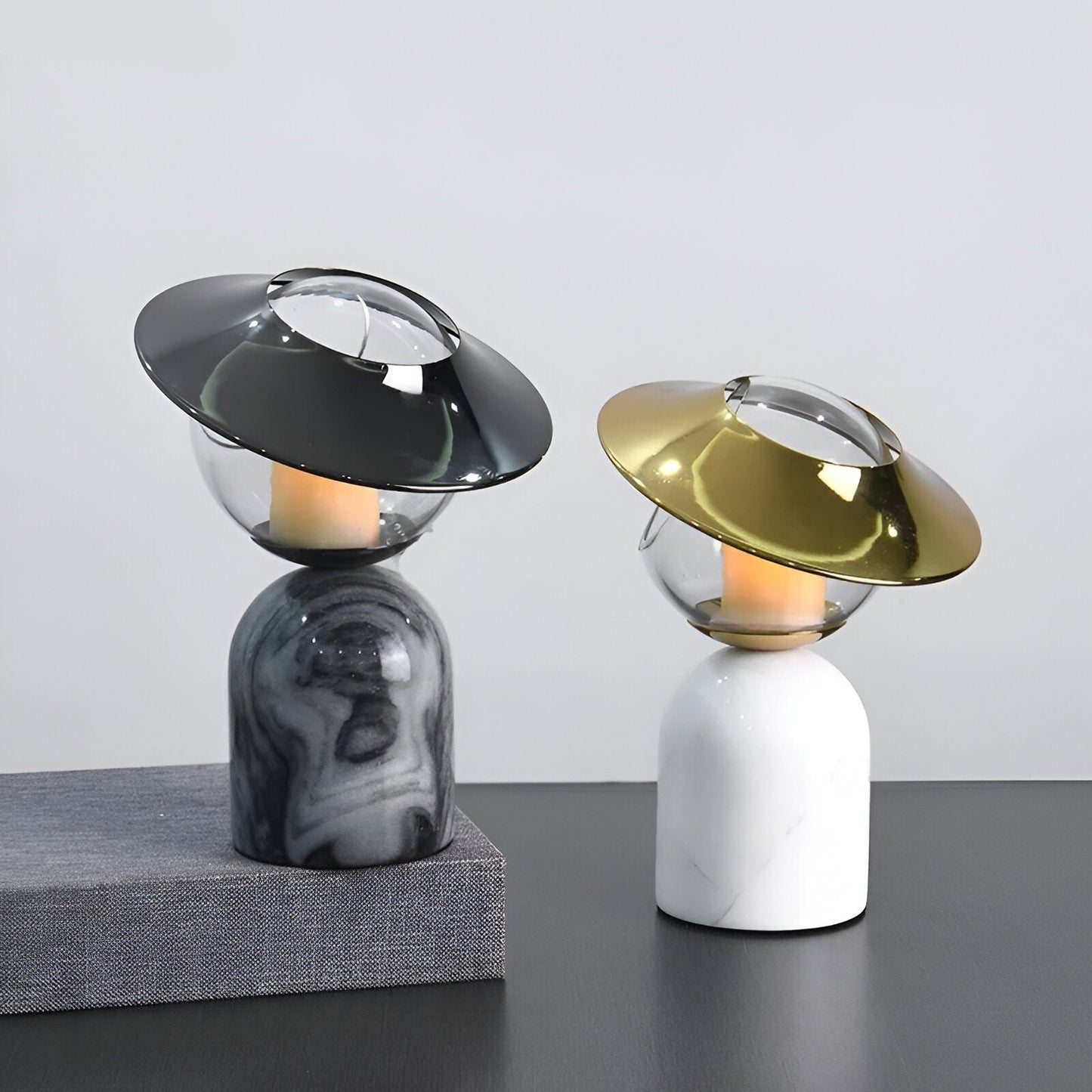 Schwarzer Marmor Effekt Kerzenhalter