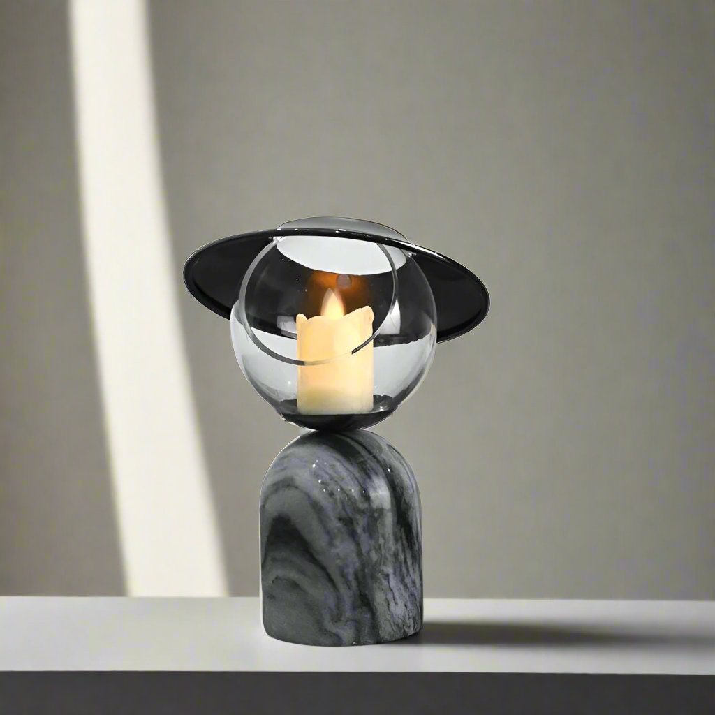Schwarzer Marmor Effekt Kerzenhalter