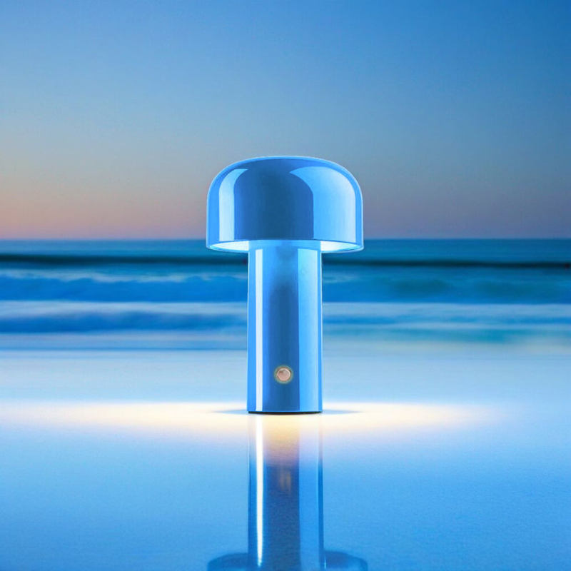 Kleine Blaue Pilz Tischlampe – Wiederaufladbares Modernes Design für das Schlafzimmer