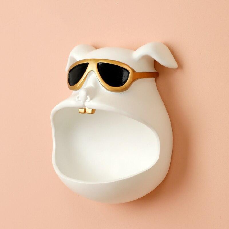 Wandorganizer Hund mit offenem Mund aus Harz – Aufbewahrungslösung für Schlüssel und Zubehör, kompakt 21x10x16,5 cm