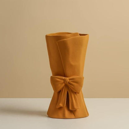 Garduru Schleifen-Keramik Vase | Elegante Deko | Zeitloses Design | Für Wohnzimmer & Schlafzimmer