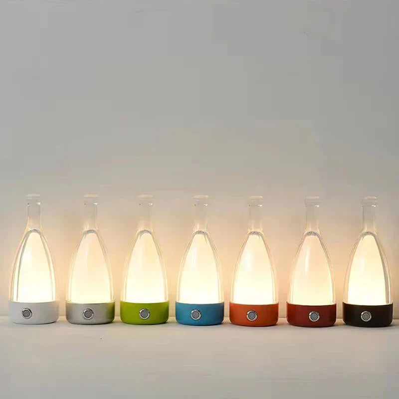 Dekorative Nachttischlampe Wiederaufladbar in Form einer Weinflasche – LED-Stimmungslicht mit dimmbarer Funktion