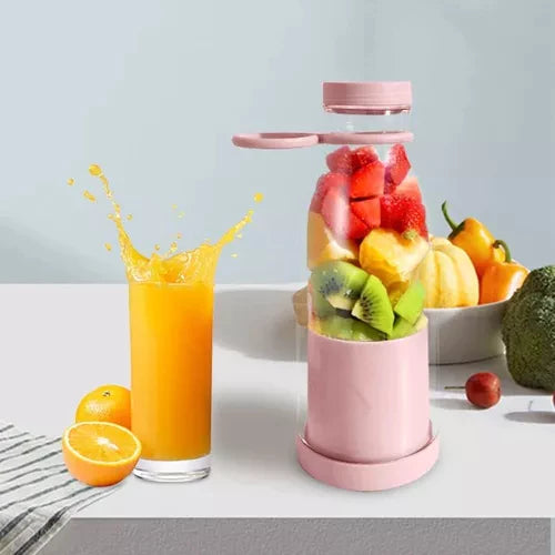 Portabler kompakter Smoothie-Mixer mit Obstbehälter und Trinkdeckel