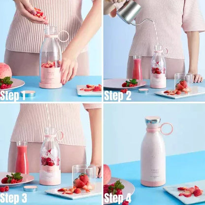 Portabler kompakter Smoothie-Mixer mit Obstbehälter und Trinkdeckel