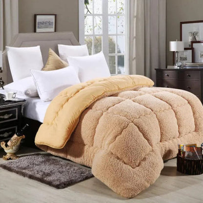 CozyLuxe Gänsedaunen Lammwolldecke